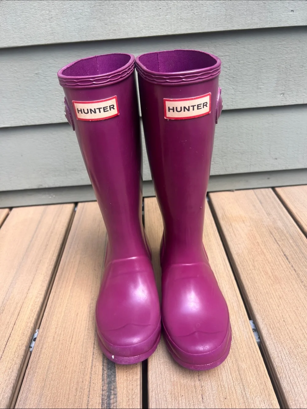 Kids size 1 Hunter Deep Plum Tall Waterproof Boots